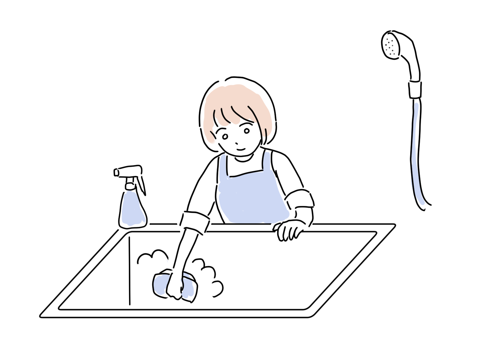 掃除をする人のイラスト