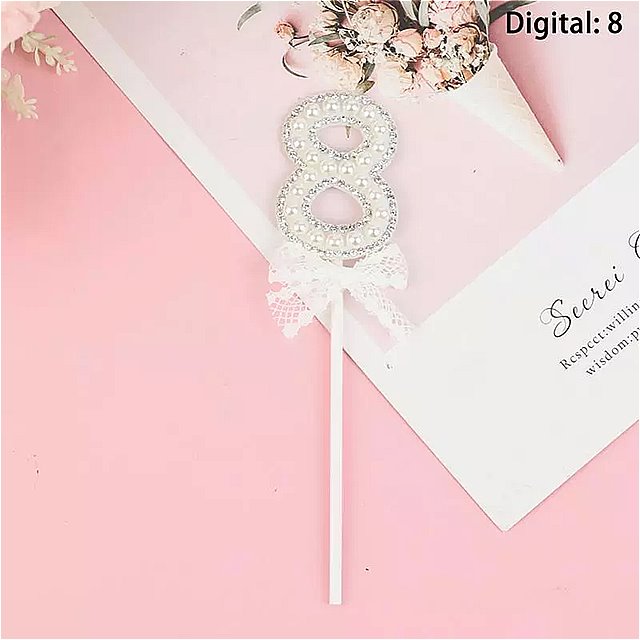 数字 の 付いた ケーキ トップ , 0?9の 数字 と ライン ストーン の 旗 , DIY , 誕生日 , デジタル , デザート 用